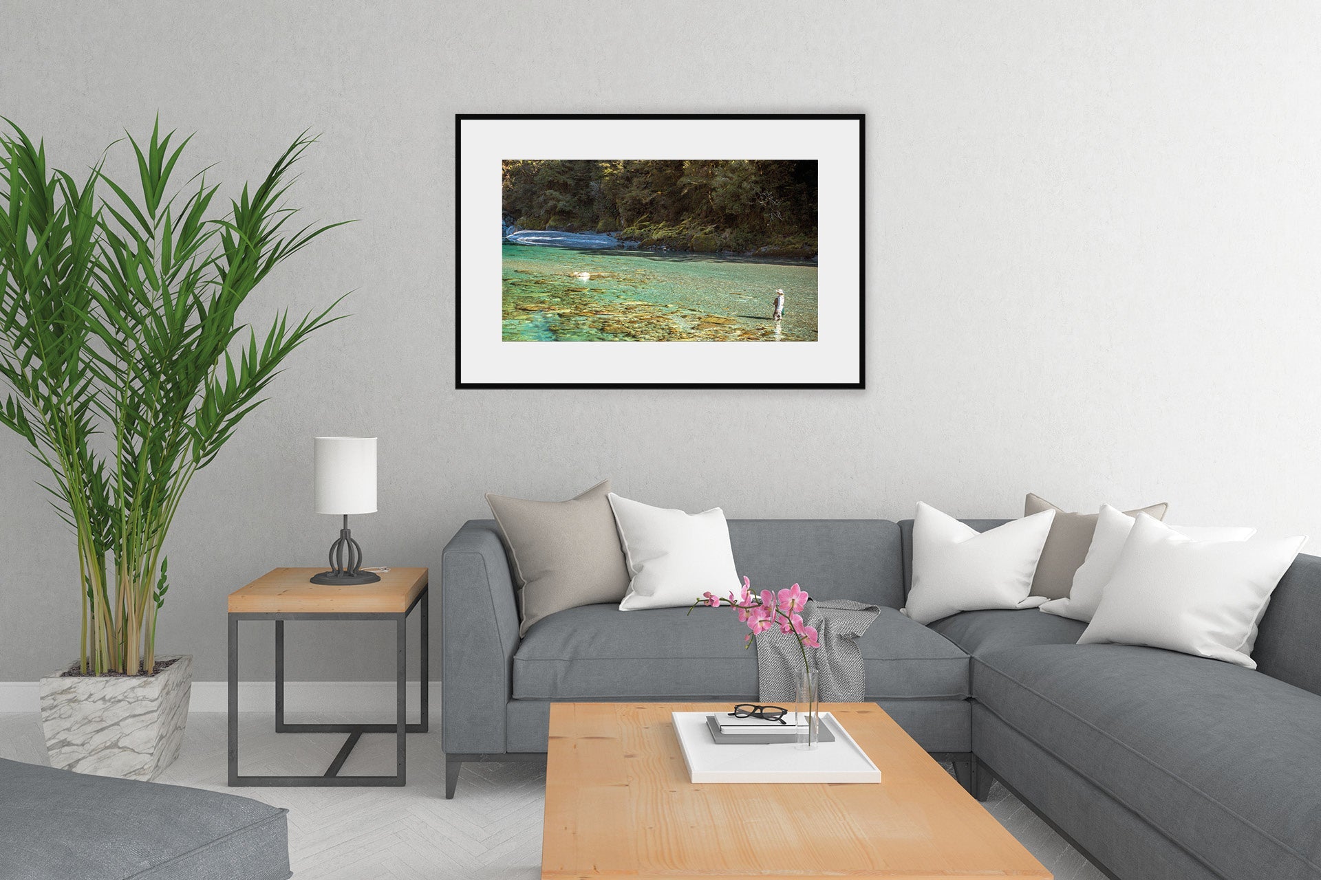 New Zealand Fly Fishing River wall print