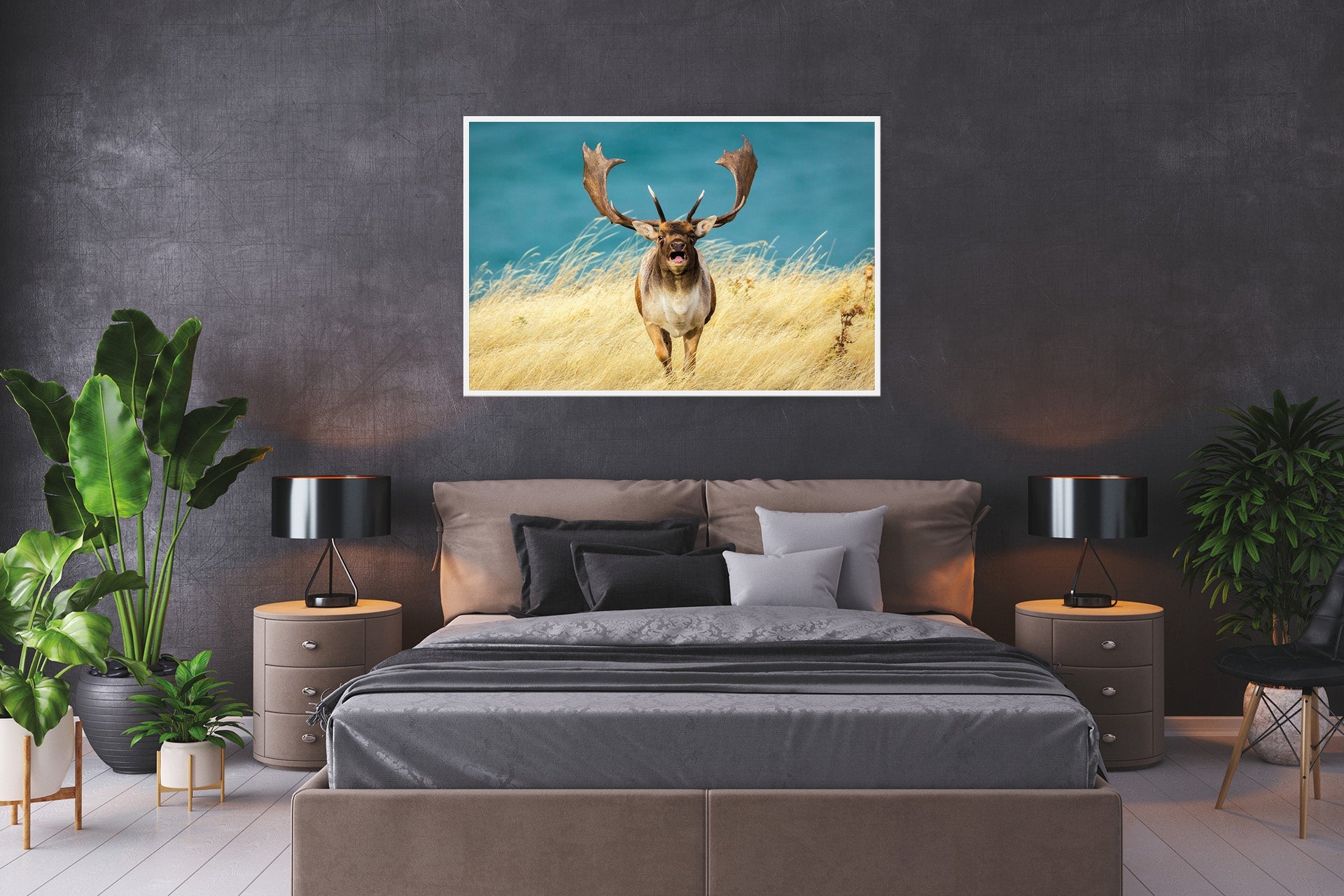 croaking fallow buck wall print