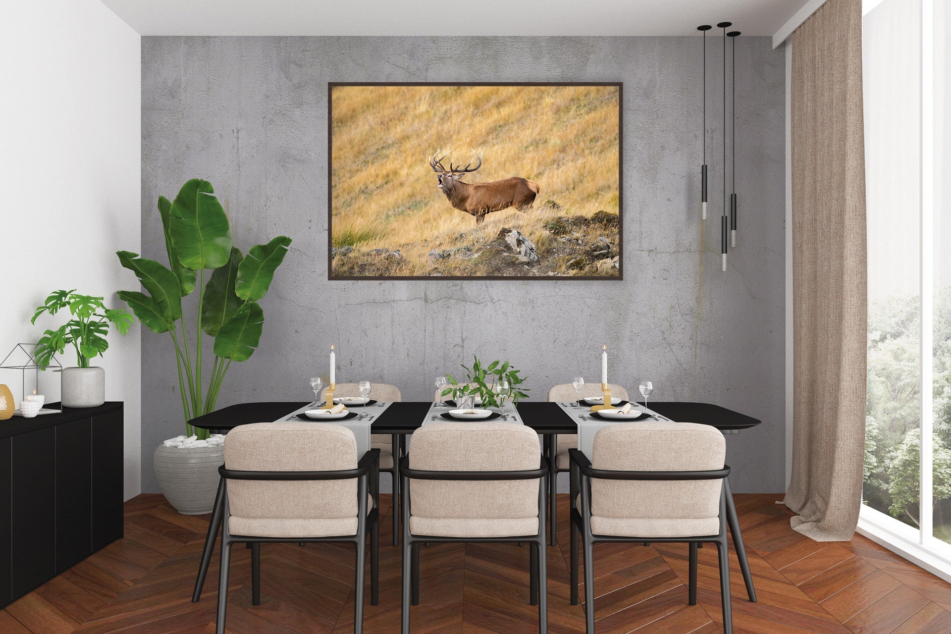 Red Stag wall print